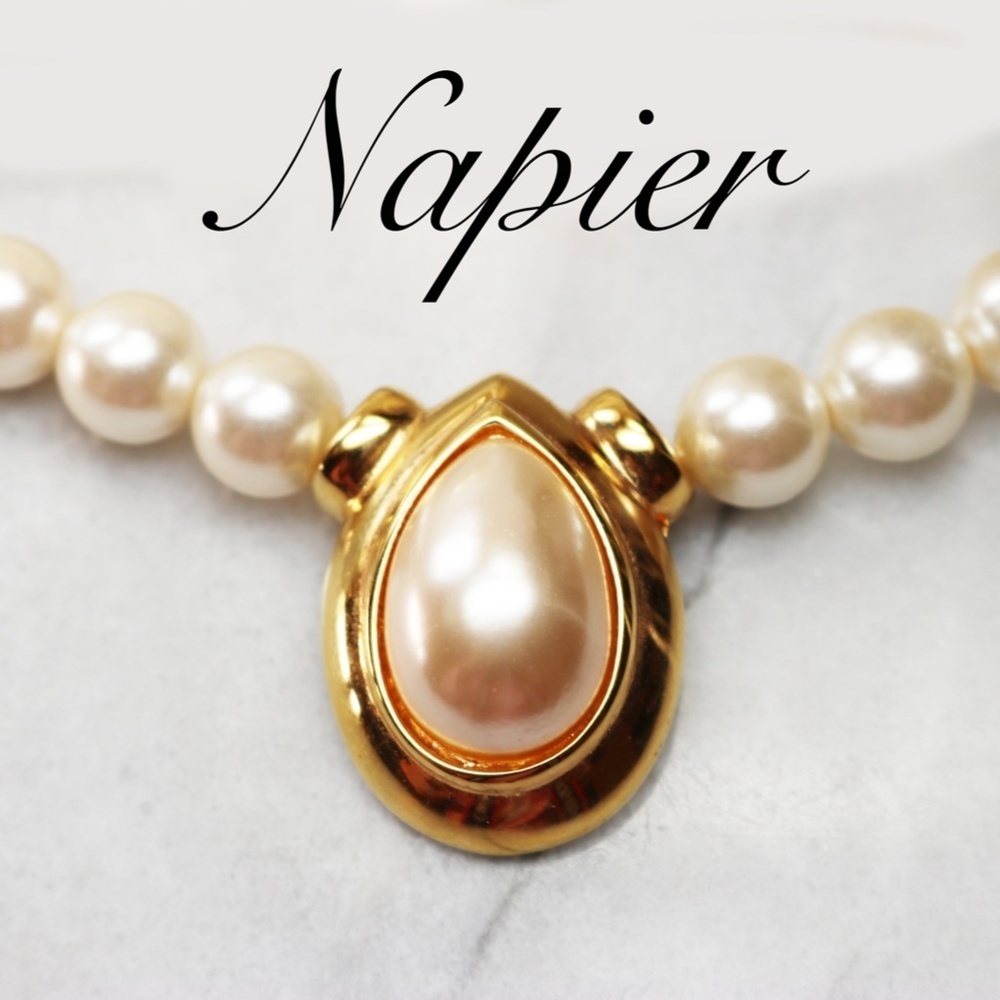 Vintage Napier Teardrop Pearl Statement Necklace - Picture 6 of 13
